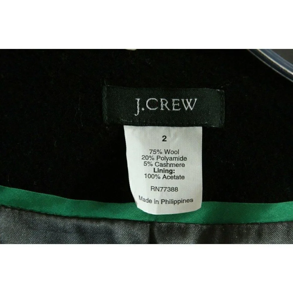 J. Crew Womens Coat Pippa Pea Coat Black 2 - Picture 2 of 6